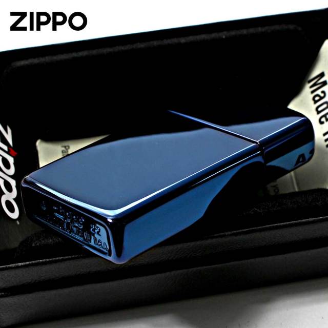 すっぴページ Zippo ジッポー スリム サファイア 無地 青 ブルー 鏡面