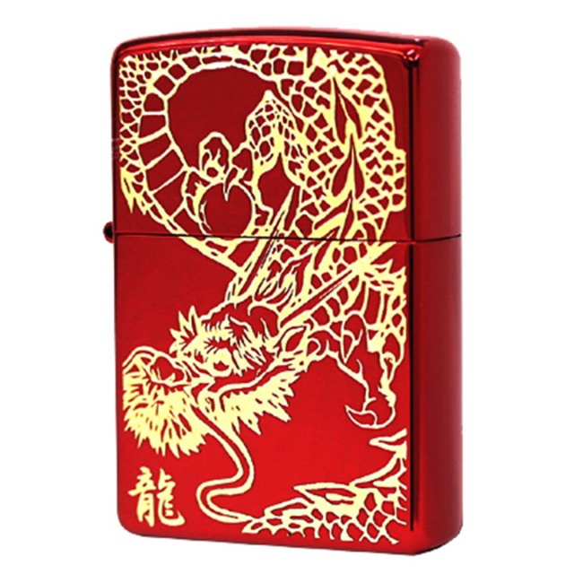 Zippo ジッポー ドラゴン 龍 レッド RED DRAGON Ion Red Gold Plate Inlay G 金サシ