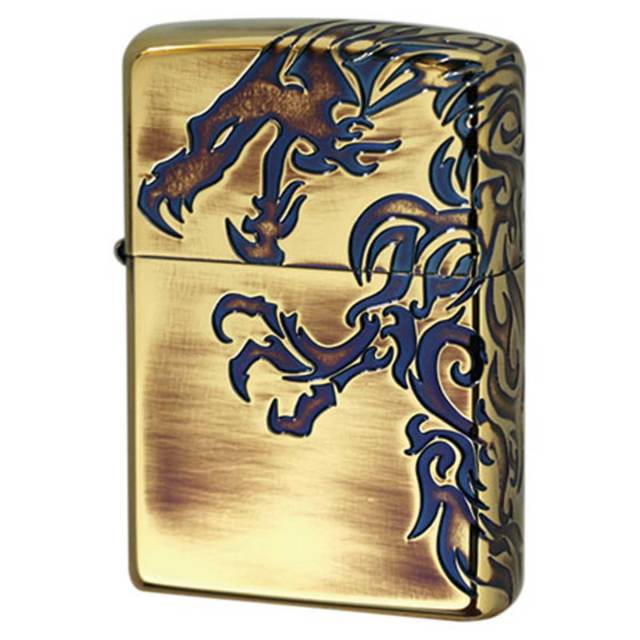 Zippo ジッポー ドラゴン 龍 アンテーク ブラス 3面連続加工 ストリーム ドラゴン ゴールドタンク Stream Dragon A メール便可