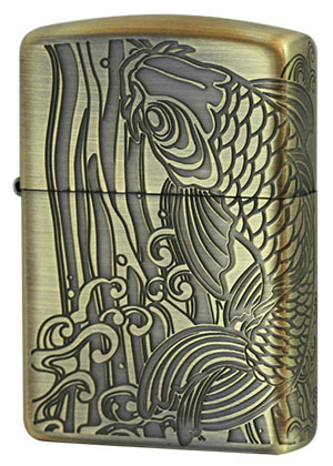 Zippo ジッポー Antique Series 昇鯉（A）アンティークBrass メール便可