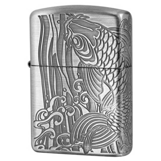 Zippo ジッポー ARMOR アーマー 昇鯉 アンティークシルバー いぶし Antique Silver B メール便可