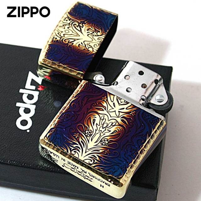 Zippo ジッポー アーマー 花柄 アンテーク ブラスいぶし ARMOR Antique