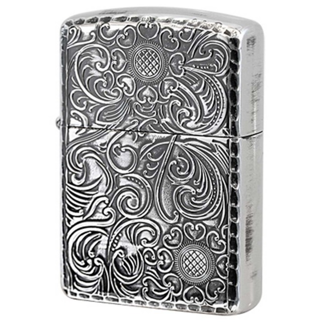 Zippo ジッポー アーマー 花柄 アンテーク シルバーイブシ ARMOR Antique Floral D