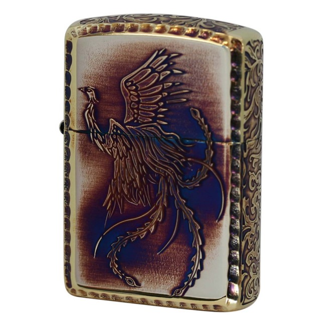 Zippo ジッポー アーマー 鳳凰 フェニックス 唐草 アラベスク ARMOR 5面デザイン ブラスいぶし ゴールドタンク 鳳凰