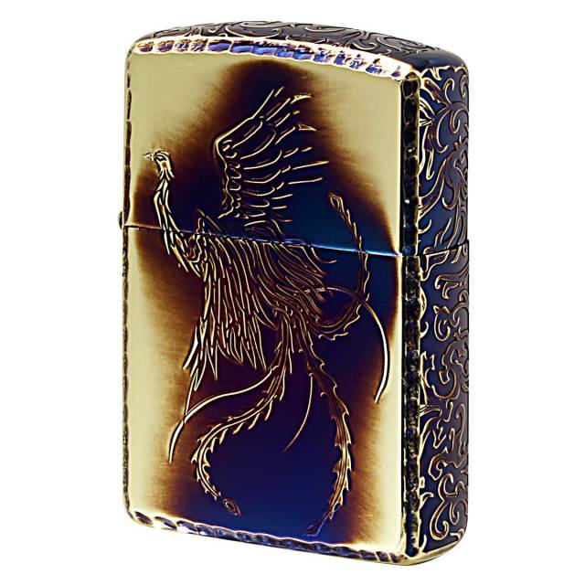 Zippo ジッポー アーマー 鳳凰 フェニックス 唐草 アラベスク ARMOR 5面デザイン ブラスいぶし ゴールドタンク 鳳凰