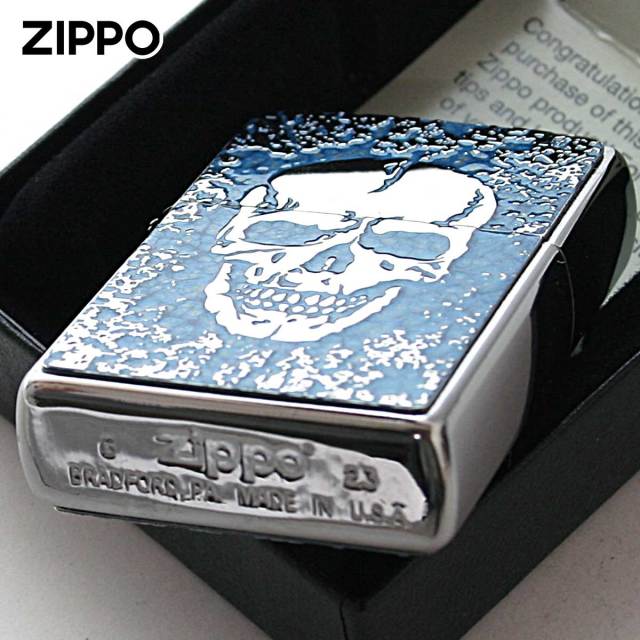 Zippo ジッポー スカル ドクロ 骸骨 Skull ブルー ＃200 メタル