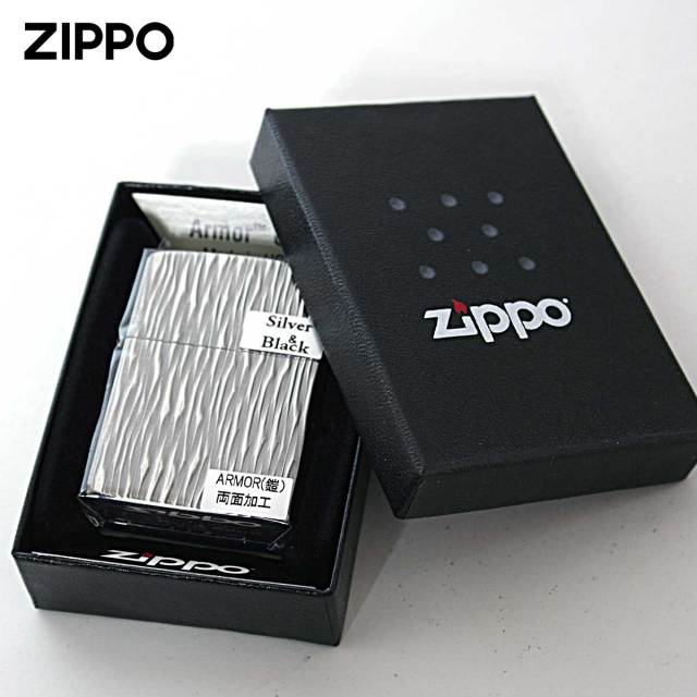 Zippo ジッポー アーマー ヒートヘイズ シルバー ブラック 両面加工