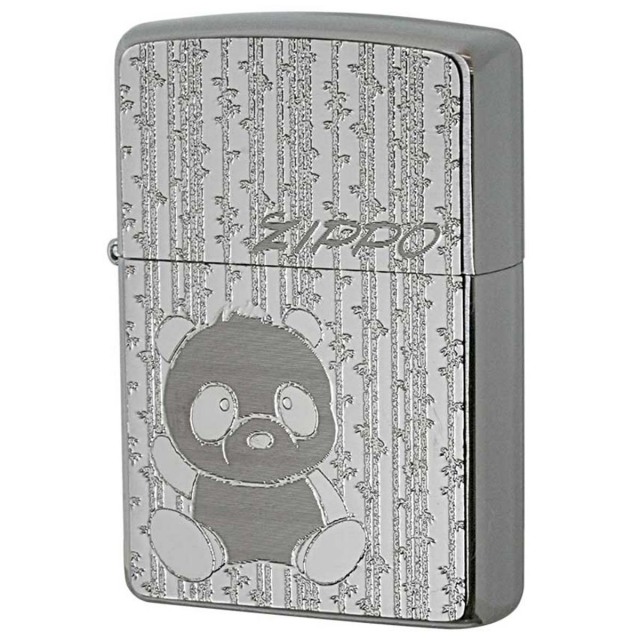 Zippo ジッポー パンダ シルバー ＃200 メタルプレート 両面加工 ニッケルメッキ 2MP-パンダ メール便可