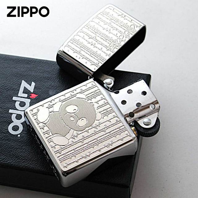 Zippo ジッポー パンダ シルバー ＃200 メタルプレート 両面加工
