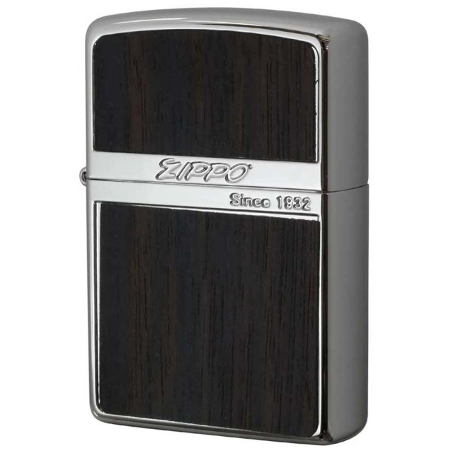 Zippo ジッポー ウッド 木目 木 ホワイトニッケル 両面加工 Wood Series White Nickel WN-Wood ダーク 黒檀