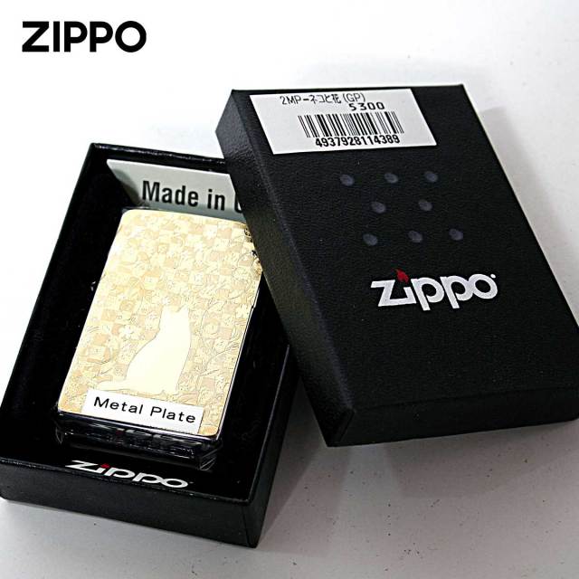 Zippo ジッポー ネコ 猫 Cat 花 ゴールドプレート ＃200 メタル