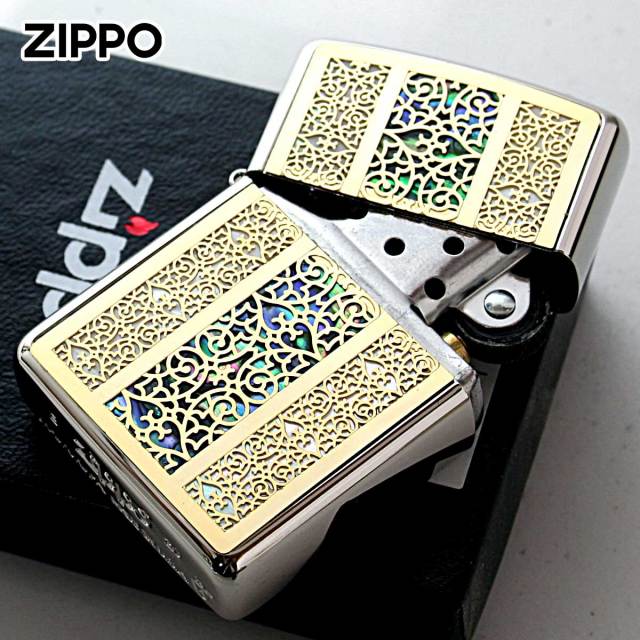 Zippo ジッポー アーマー シェル 貝 インレイ 象嵌 アラベスク Zippo ジッポー アーマー シェル 貝 インレイ 象嵌 アラベスク