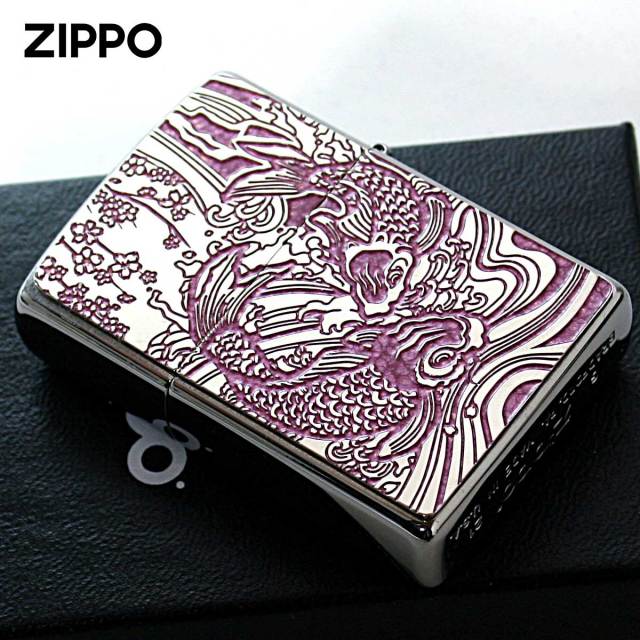 Zippo ジッポー 鯉 カープ ピンク ＃200 メタルプレート 両面加工