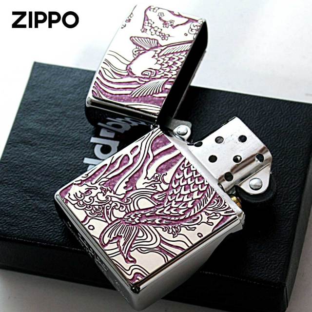Zippo ジッポー 鯉 カープ ピンク ＃200 メタルプレート 両面加工