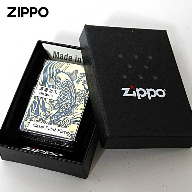 Zippo ジッポー 鯉 カープ ブルー ＃200 ゴールドプレート 両面