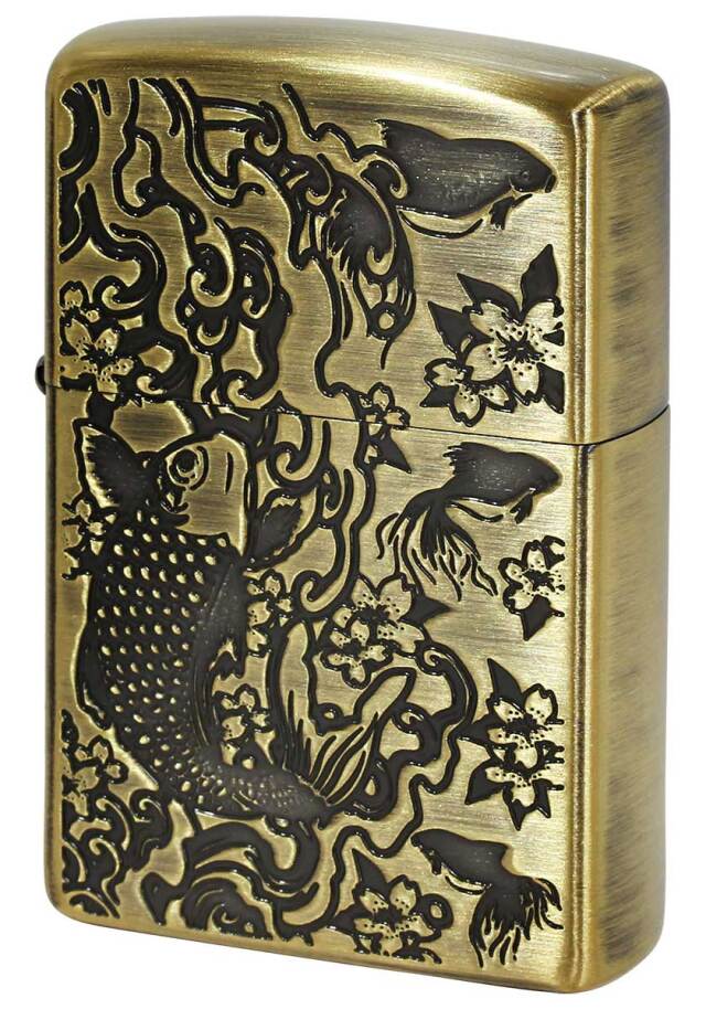 Zippo ジッポー 鯉と金魚 Carp and Goldfish 真鍮古美 メール便可