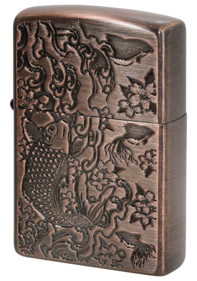 Zippo ジッポー 鯉と金魚 Carp and Goldfish 銅古美 メール便可