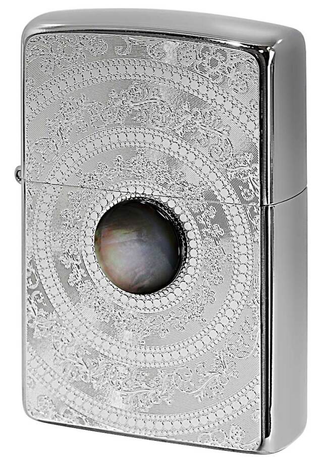 Zippo ジッポー Mother of Pearl 200 Flat Bottom Metal Paint Plate 黒蝶貝 2MP-MoP BK メール便可