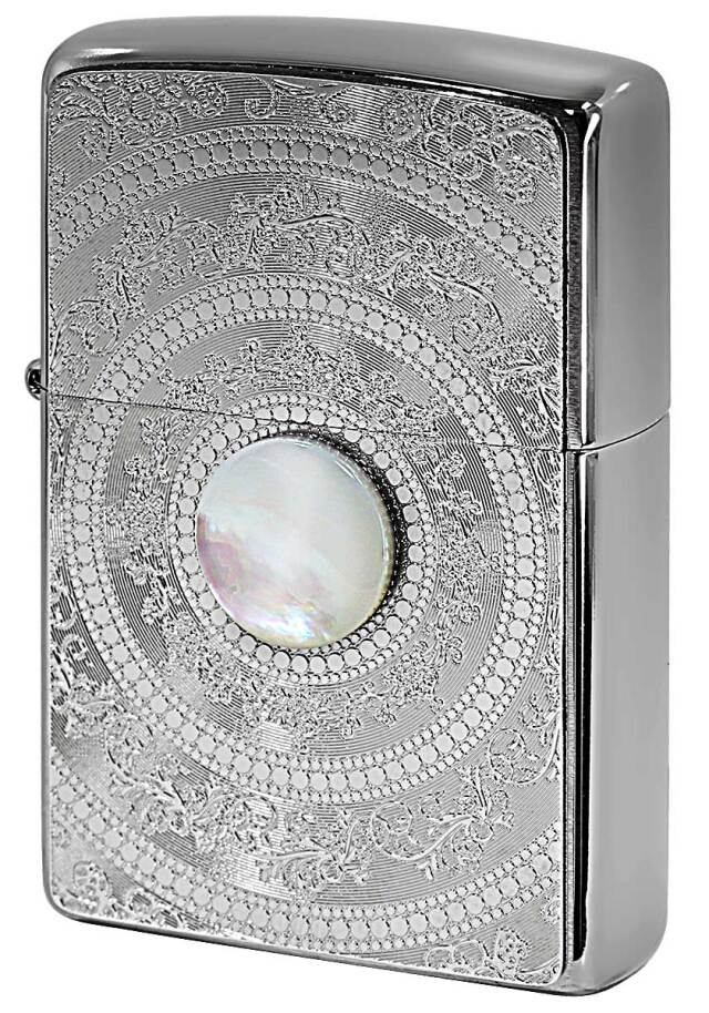 Zippo ジッポー Mother of Pearl 200 Flat Bottom Metal Paint Plate 白蝶貝 2MP-MoP WH メール便可