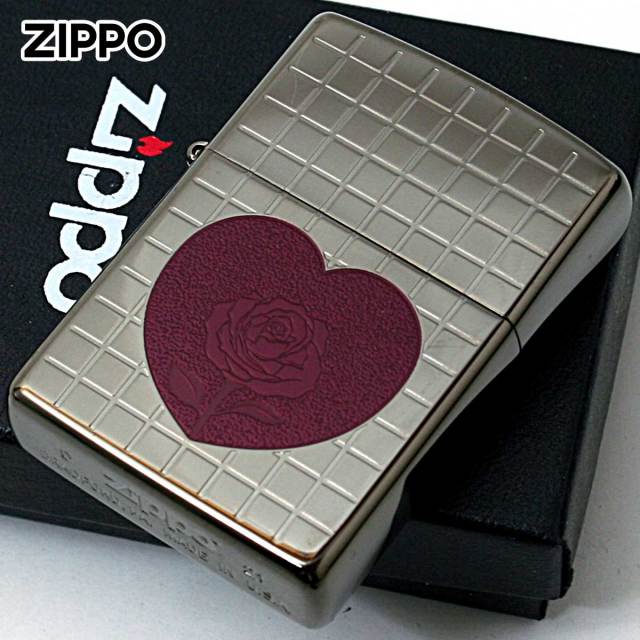 Zippo ジッポー ハート 薔薇 チタニュームコーティング グレー