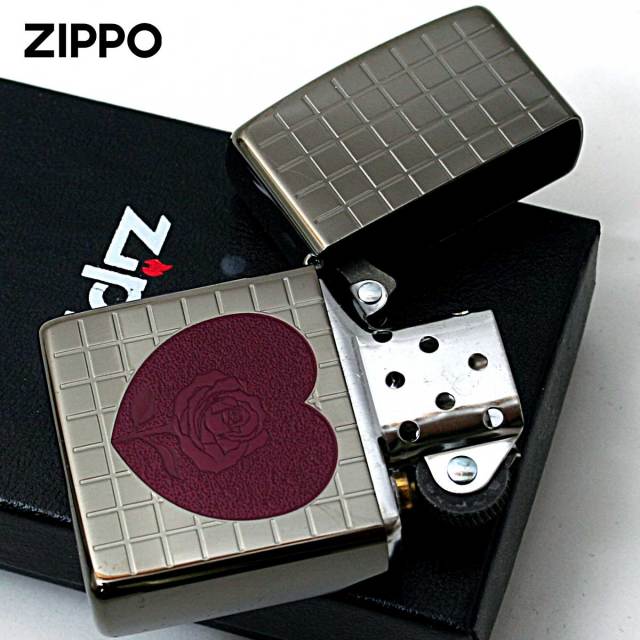 Zippo ジッポー ハート 薔薇 チタニュームコーティング グレー