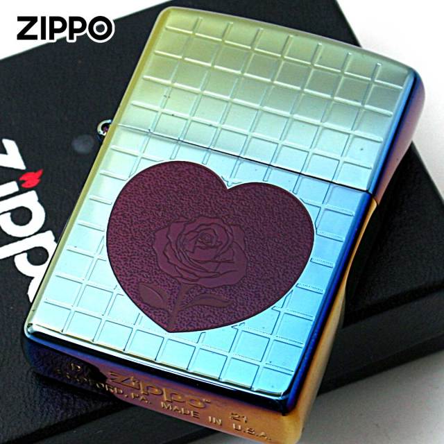 【ZIPPO】ローズアート社創業50周年記念 写真集「ROSEART」限定150 Zippo ジッポー ハート 薔薇 チタニュームコーティング レインボー