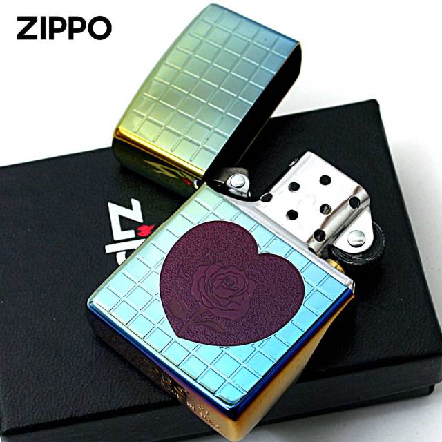 Zippo ジッポー ハート 薔薇 チタニュームコーティング レインボー