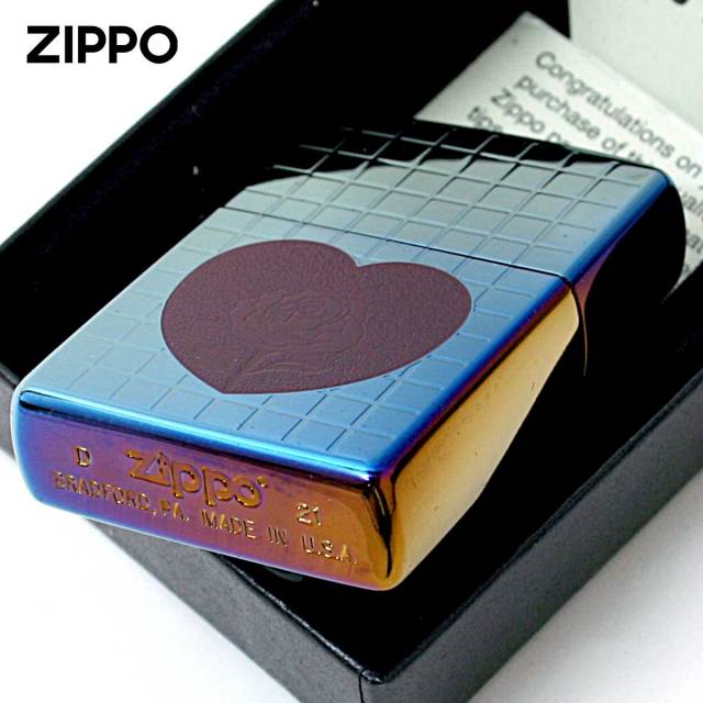 Zippo ジッポー ハート 薔薇 チタニュームコーティング レインボー