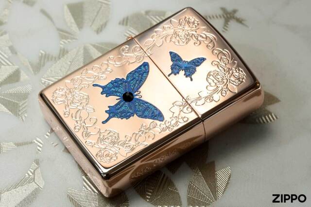 Zippo ジッポー 蝶々 バタフライ ブルー ローズピンク Blue Butterfly 