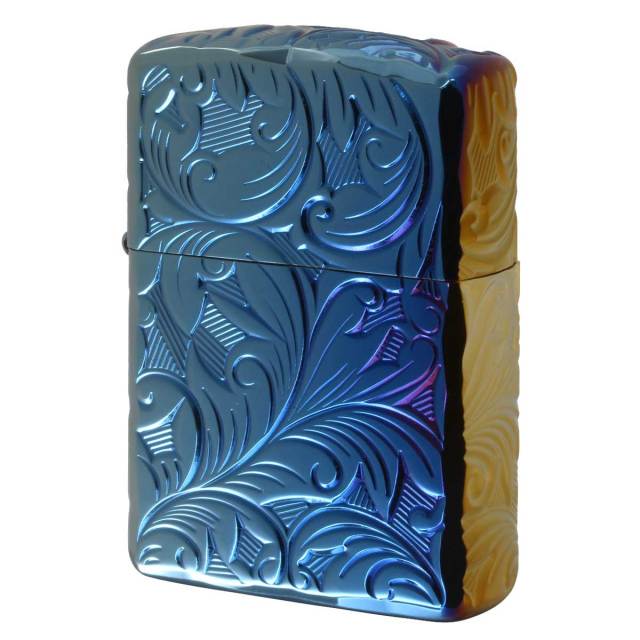 Zippo ジッポー アーマー リーフ 葉 5面立体彫刻 レインボー チタニュームコーティング ARMOR 5NC-LEAF ゴールドタンク TC RAINBOW