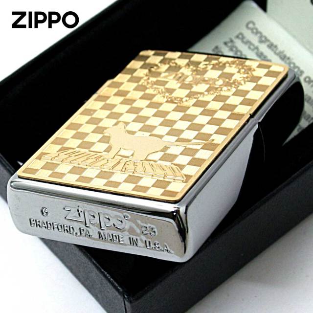 Zippo ジッポー ネコ 猫 Cat 音符 ＃200 ゴールドプレート ニッケル