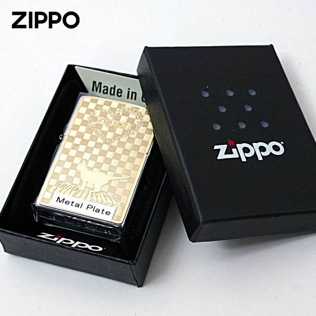 Zippo ジッポー ネコ 猫 Cat 音符 ＃200 ゴールドプレート ニッケル