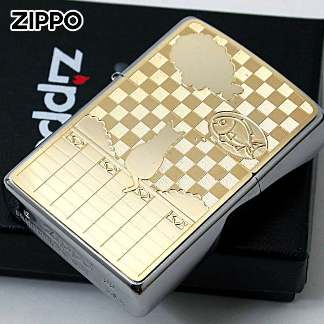 Zippo ジッポー ネコ 猫 Cat 雲 ＃200 ゴールドプレート ニッケル
