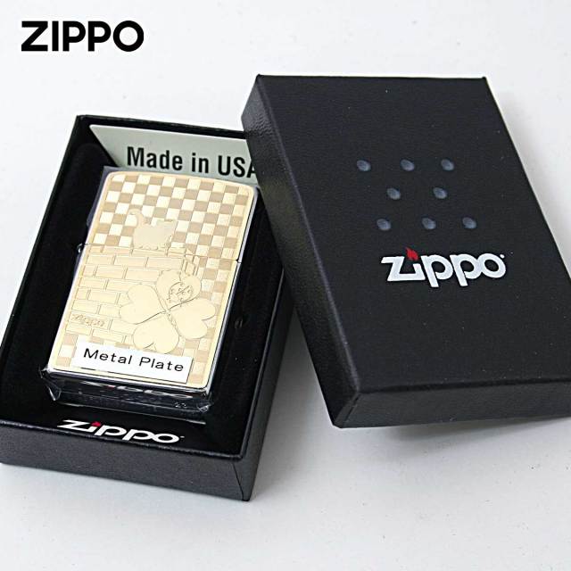 Zippo ジッポー ネコ 猫 Cat 天道虫 ＃200 ゴールドプレート ニッケル