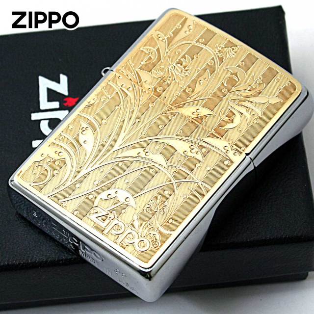 Zippo ジッポー アラベスク 唐草 ＃200 ゴールドプレート ニッケル