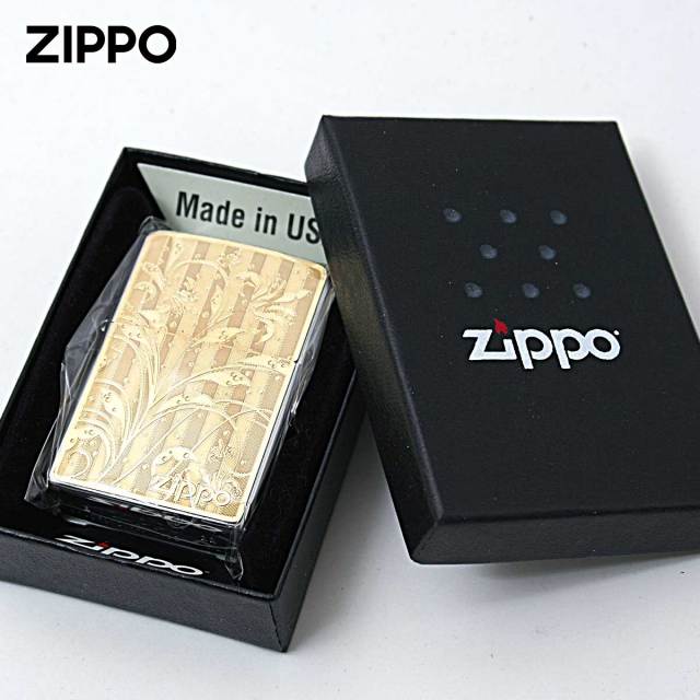 Zippo ジッポー アラベスク 唐草 ＃200 ゴールドプレート ニッケル