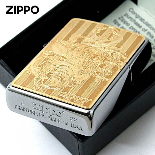 Zippo ジッポー アラベスク 唐草 ＃200 ゴールドプレート ニッケル