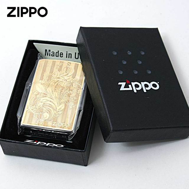 Zippo ジッポー アラベスク 唐草 ＃200 ゴールドプレート ニッケル