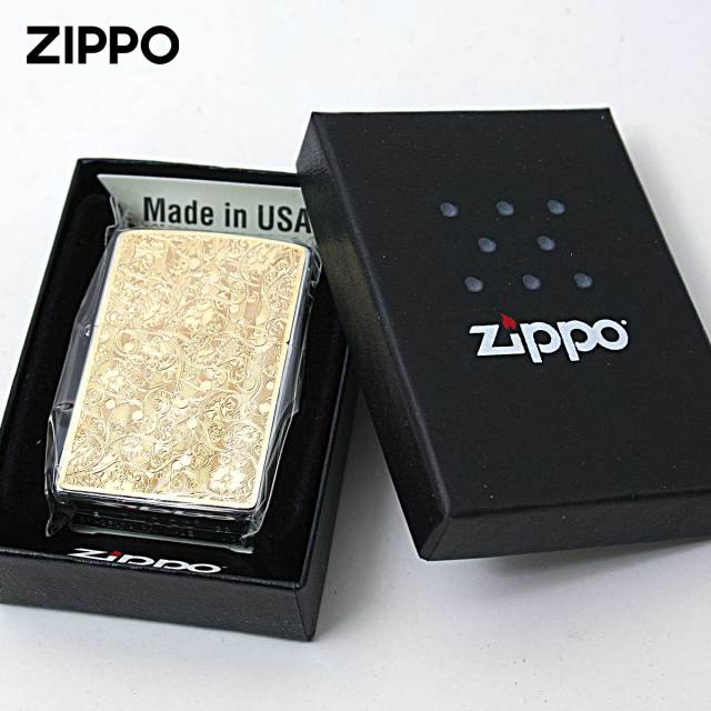 Zippo ジッポー アラベスク 唐草 ＃200 ゴールドプレート ニッケル