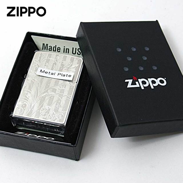 Zippo ジッポー アラベスク 唐草 ＃200 メタルプレート ニッケルメッキ