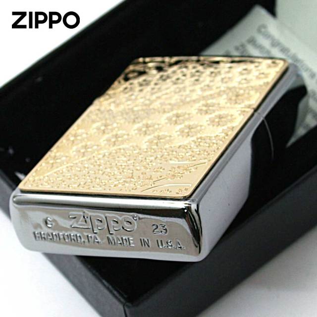 Zippo ジッポー 桜 さくら ＃200 ゴールドプレート ニッケルメッキ 2MP