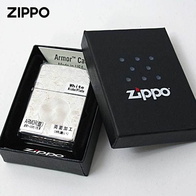 Zippo ジッポー アーマー グリッター 両面加工 ホワイトニッケル ARMOR