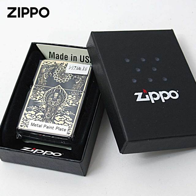 Zippo ジッポー 観世音 ブラックメタル ペイントプレート ネオ