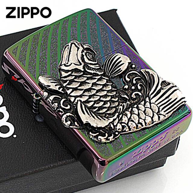 Zippo ジッポー 鯉 龍 ドラゴン 登竜門 レインボー ニッケルメタル貼り