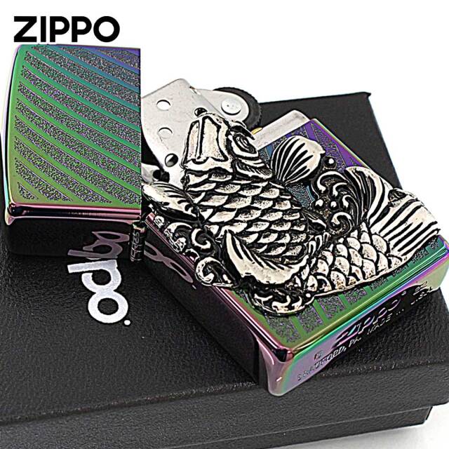 Zippo ジッポー 鯉 龍 ドラゴン 登竜門 レインボー ニッケルメタル貼り