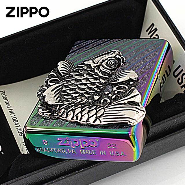 Zippo ジッポー 鯉 龍 ドラゴン 登竜門 レインボー ニッケルメタル貼り