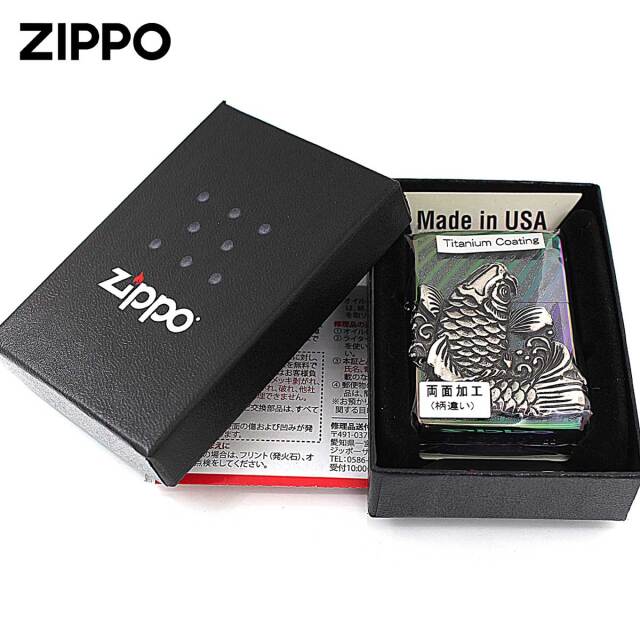 Zippo ジッポー 鯉 龍 ドラゴン 登竜門 レインボー ニッケルメタル貼り