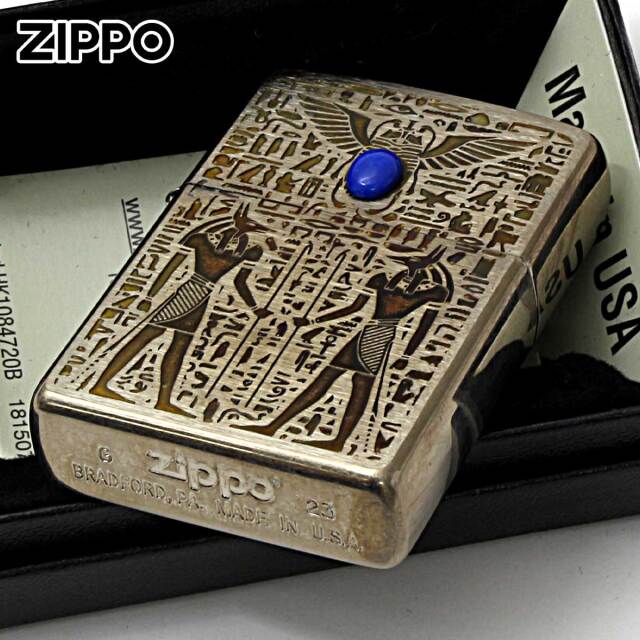 Zippo ジッポー ビンテージ風 ユーズド エジプト神話 天然石