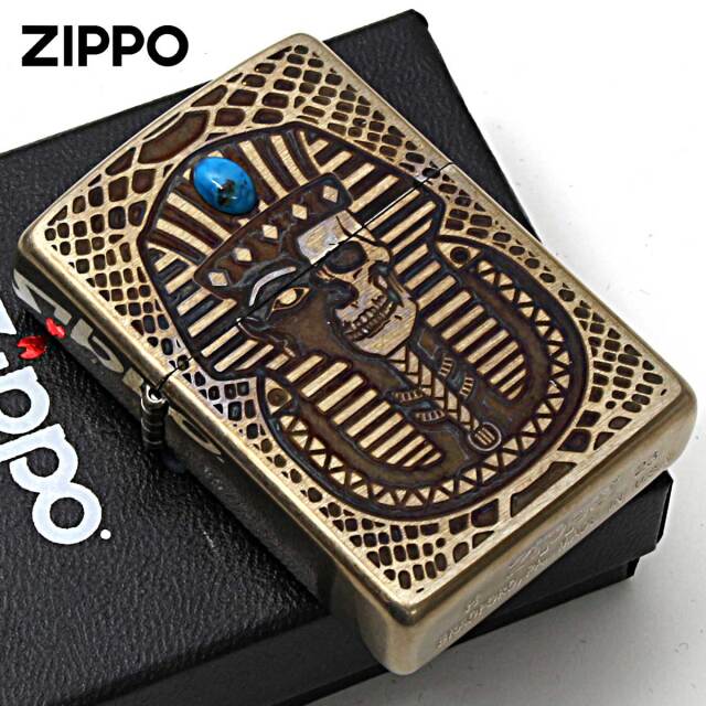 Zippo ジッポー ビンテージ風 ユーズド エジプト神話 天然石