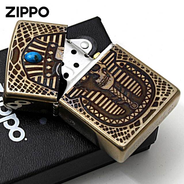 Zippo ジッポー ビンテージ風 ユーズド エジプト神話 天然石